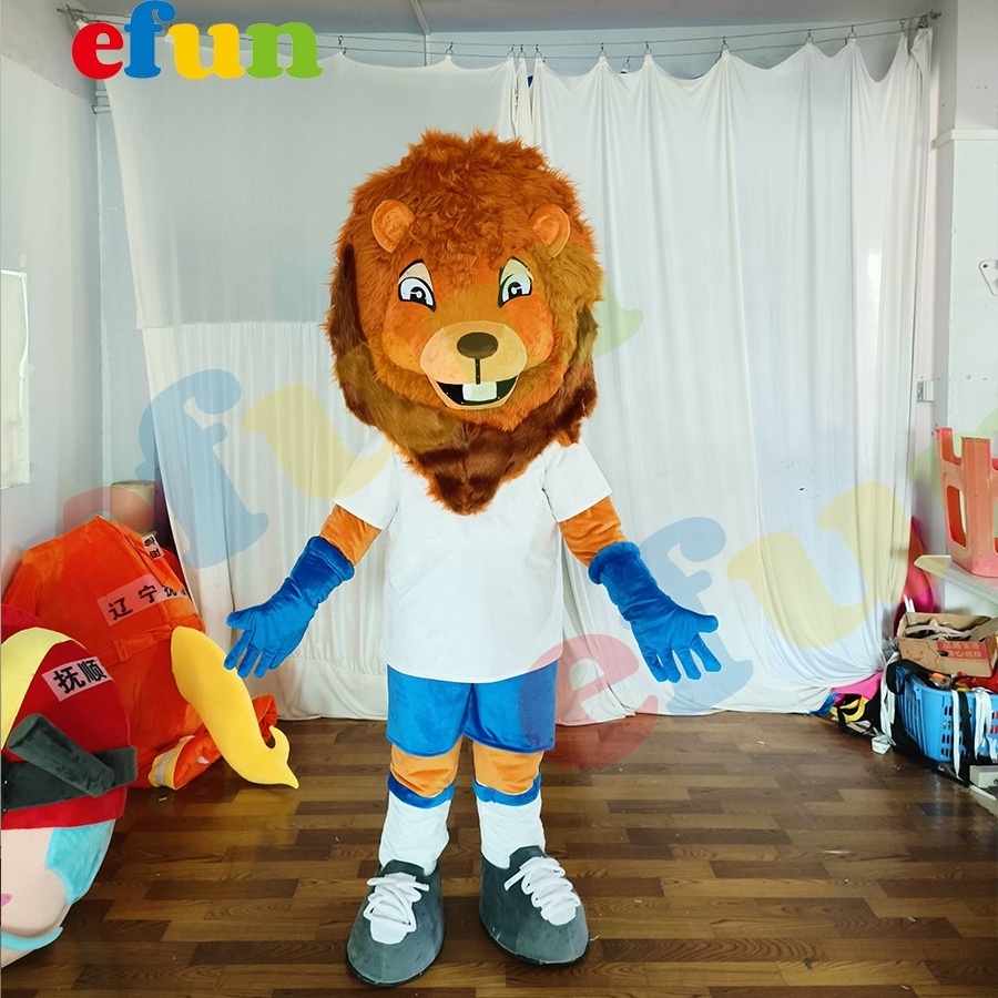 Efun MOQ 1 PC Custom brown lion Mascot Costume Cartoon Character Moving Cosplay animal costume For sale