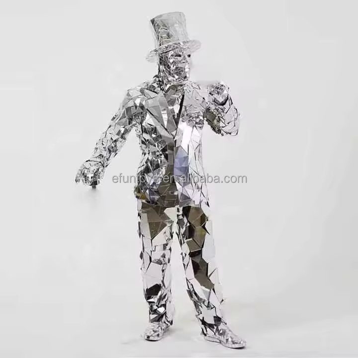 efun MOQ 1 PCS Special Custom Performance Dance Show Body suit Led Glass Event Female Clothing Mirror Costume For Party