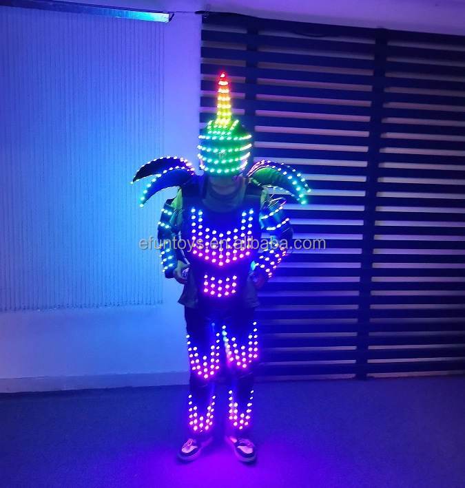 efun Digital LED Luminous robot costume Armor Light Up Jacket Glowing Costumes Suit Bar Nightclub Party Performance Costume