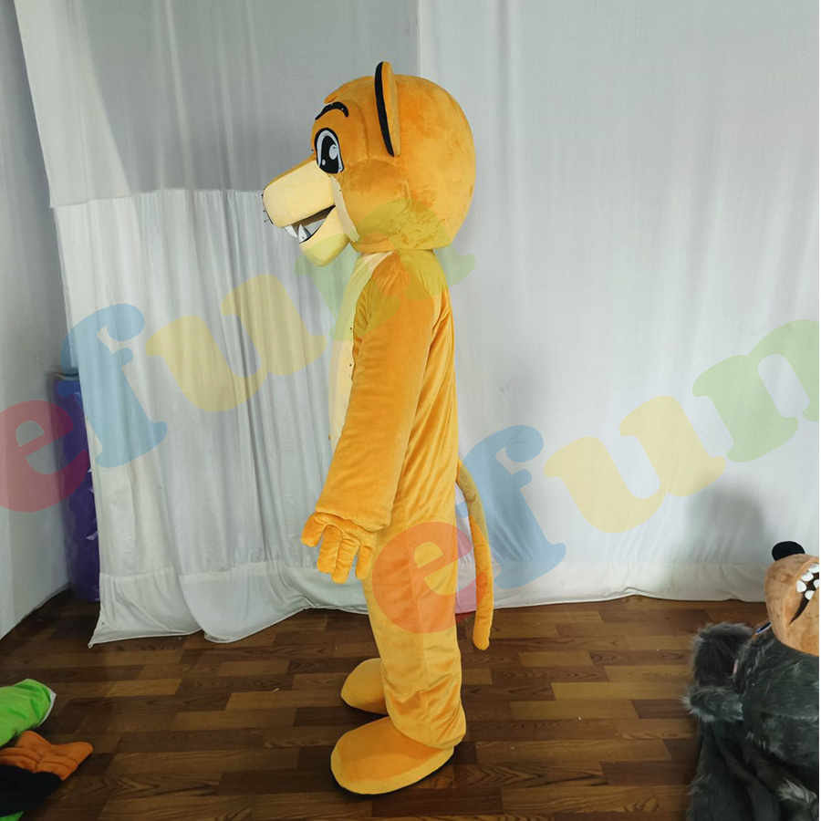 Efun MOQ 1 PC Custom Adult Size Cartoon brown Leopard mascot simba costume Plush Cosplay animal Mascot Costume for sale