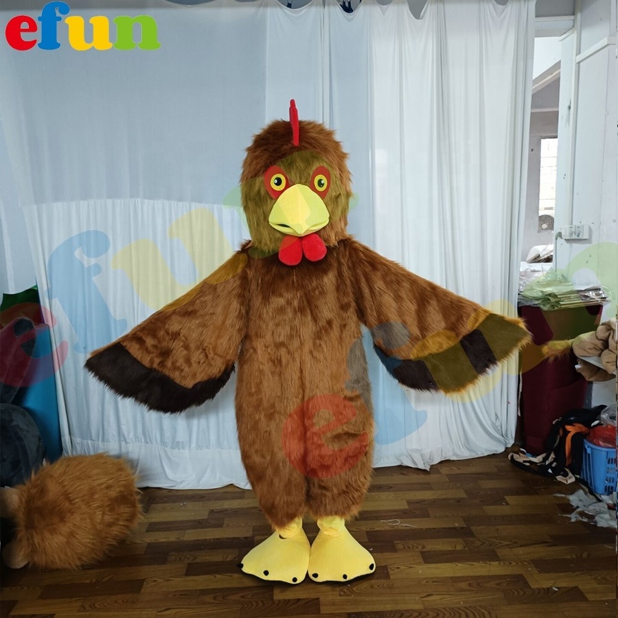 Efun MOQ 1 PC customized Brown cock mascot costume adult size cartoon animal mascot  for party