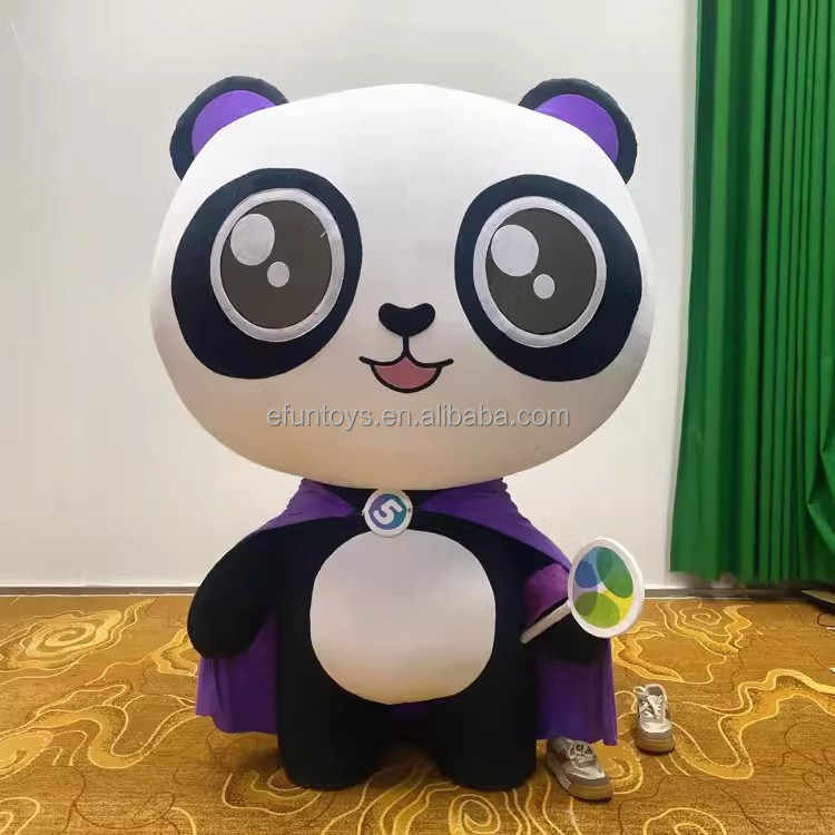 efun 2m 2.6m Custom Halloween Fancy Inflatable Plush Panda mascot costume walking cartoon character cosplay costume for sale