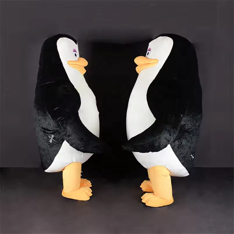 efun Popular plush inflatable penguin mascot costume cartoon character Madagascar skipper cosplay suit for adults