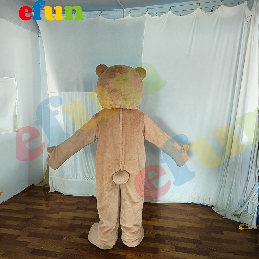 Efun MOQ 1 PC Promotional cosplay ted bear mascot cartoon costume custom brown teddy bear mascot costume for Valentine's Day