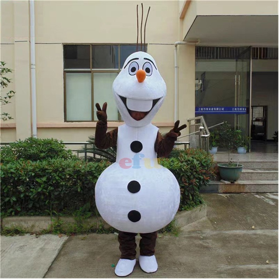 Efun MOQ 1 PC custom Popular white snowman Mascot Costume Cartoon Character Elsa Olaf Mascot Costume Cosplay Suit For Adults