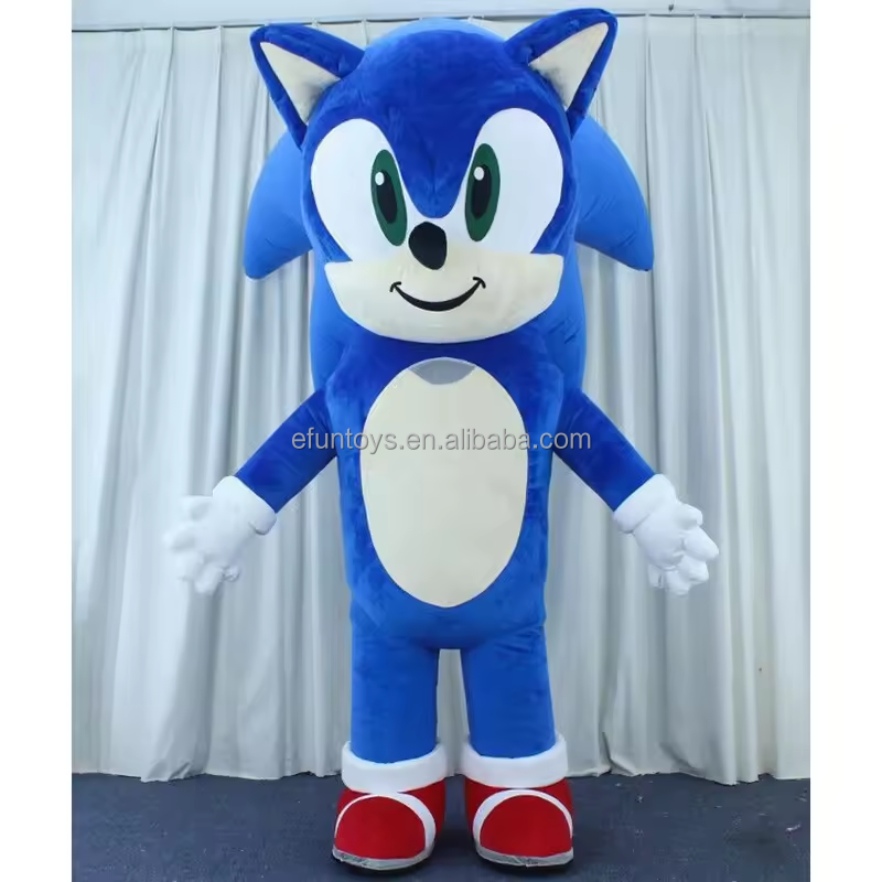 efun 2m 2.6m Inflatable Sonic Hedgehog Mascot Costume Plush sonic Mascot Costume Customized Unisex Animal for Party Cosplay