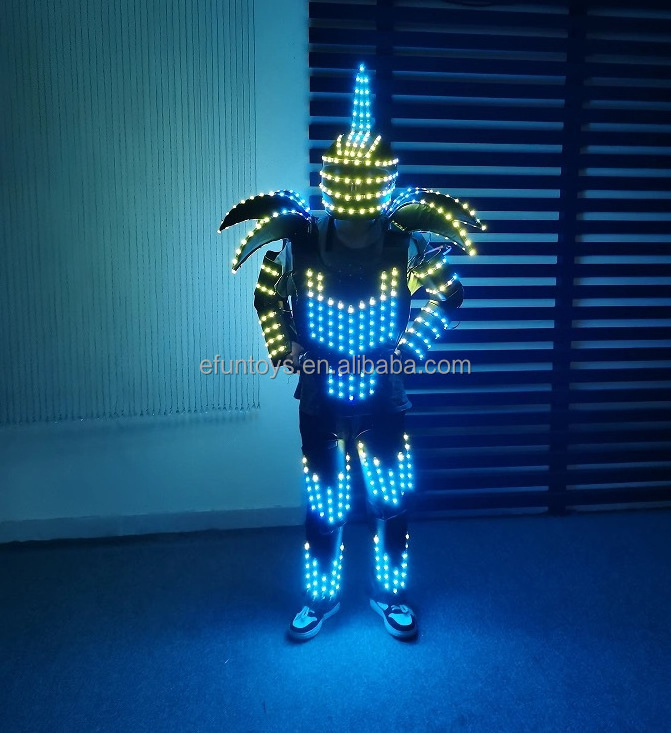 efun Digital LED Luminous robot costume Armor Light Up Jacket Glowing Costumes Suit Bar Nightclub Party Performance Costume