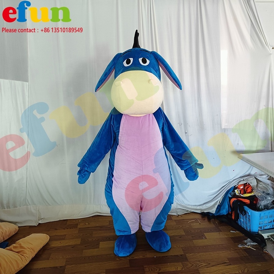 Efun MOQ 1 PC Cartoon Donkey Mascot Costume Adult Walking Plush Animal Mascot Costumes  for Christmas Halloween Carnival Party