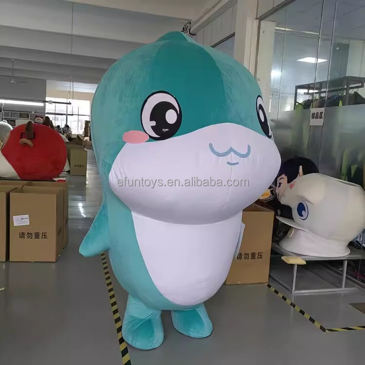 efun 2m 2.6m High quality custom Giant Inflatable Dolphin mascot costume adult size cartoon Dolphin Mascot Costume for sale