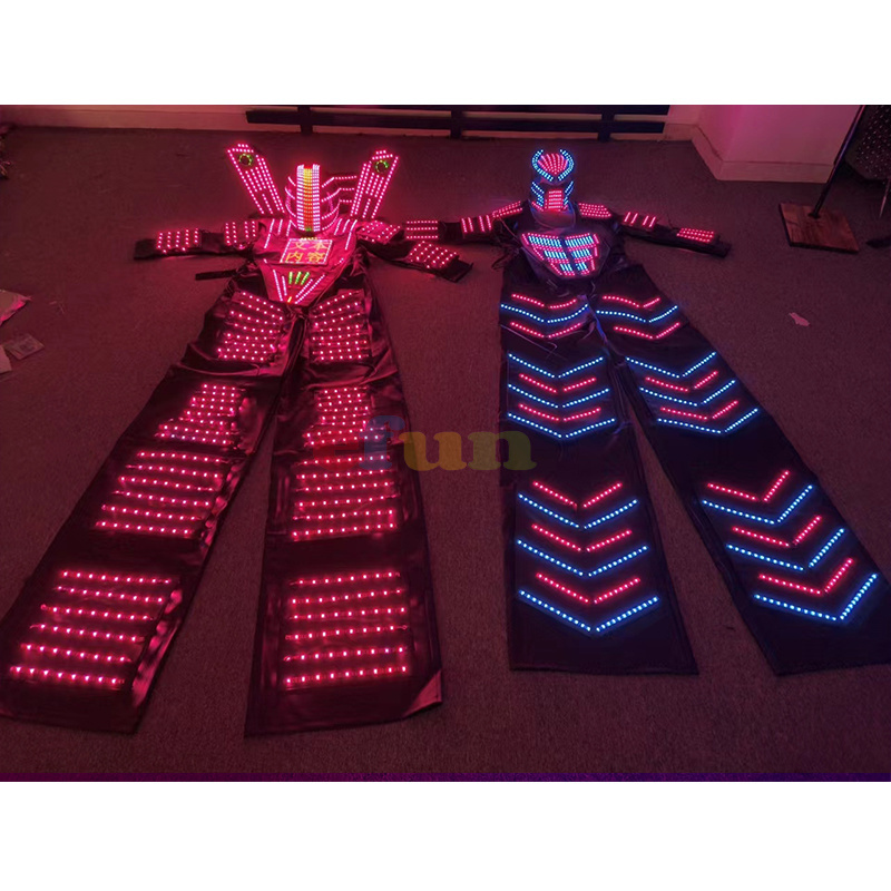 Chest Digital Screen LED Stilts Walker robot suit party led robot costume stage clothes luminous costume for dance performance