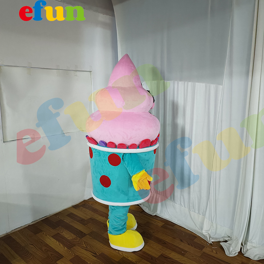 Efun MOQ 1 PC custom Ice Cream Mascot Costume  Fur Cartoon Character Sweet Ice Cream Mascot For Campaign Promotion