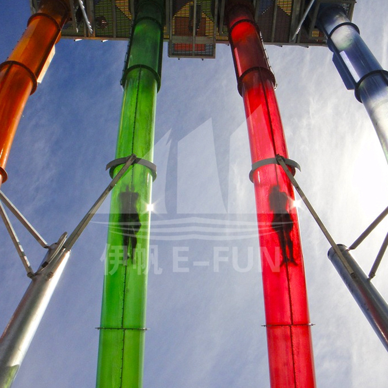 Translucent Colorful Closed Aqua loop Slide Spiral Tube Fiberglass High Speed Water Slide