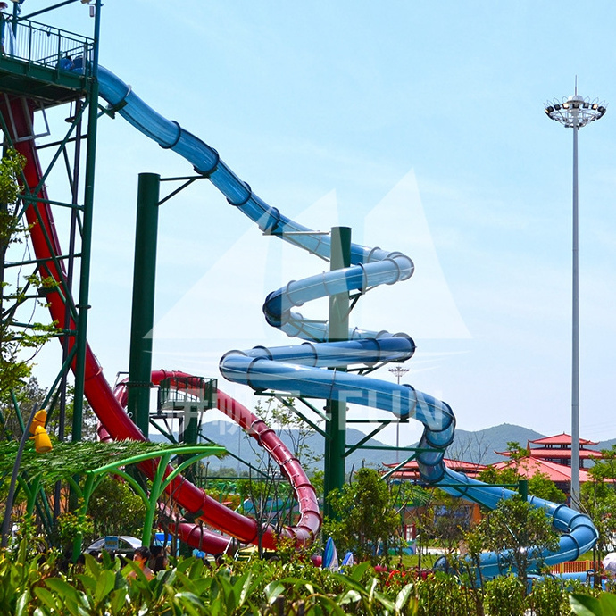 Translucent Colorful Closed Aqua loop Slide Spiral Tube Fiberglass High Speed Water Slide