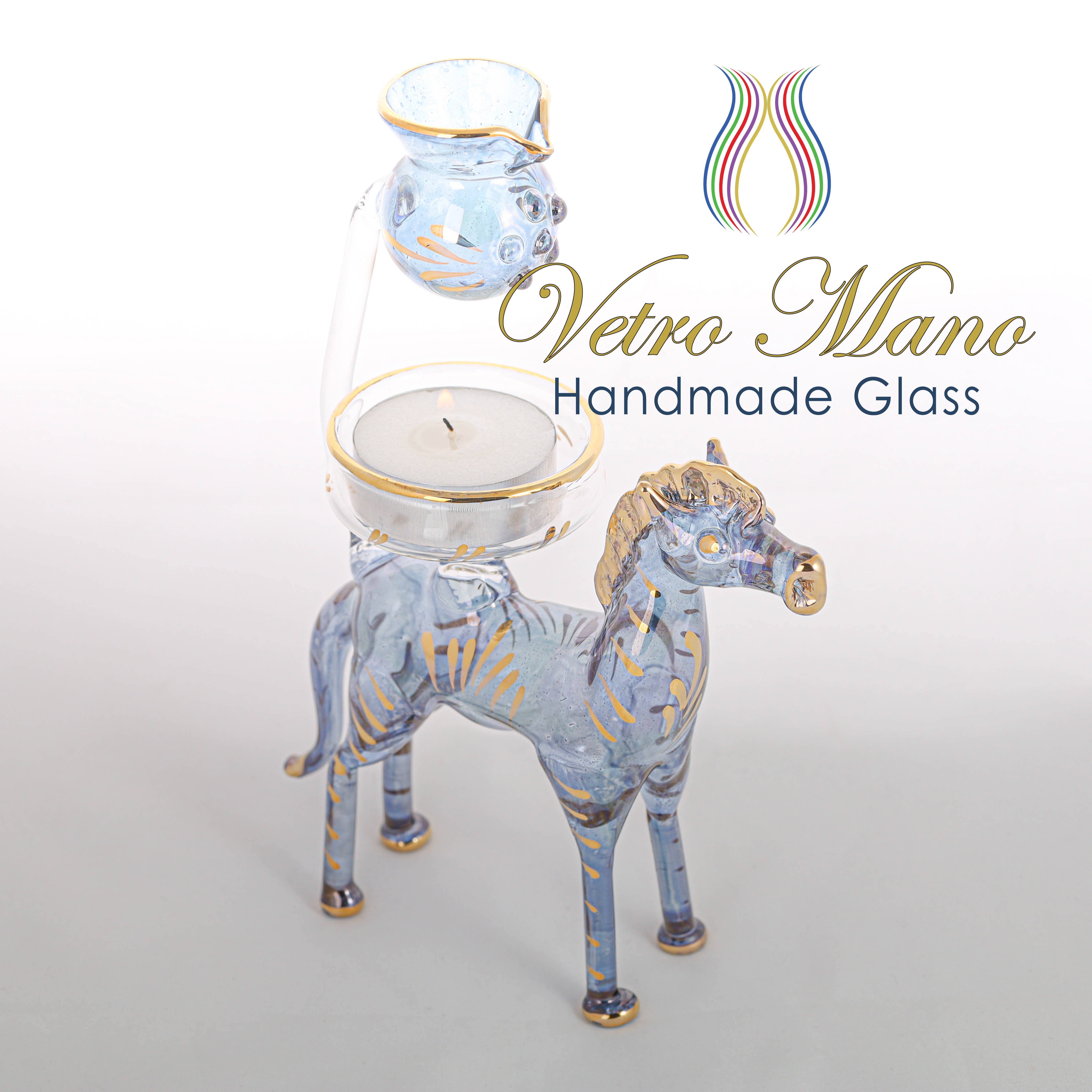 Handmade Horse Style and Fine Pyrex Glass Egyptian Handmade Oil Burners-