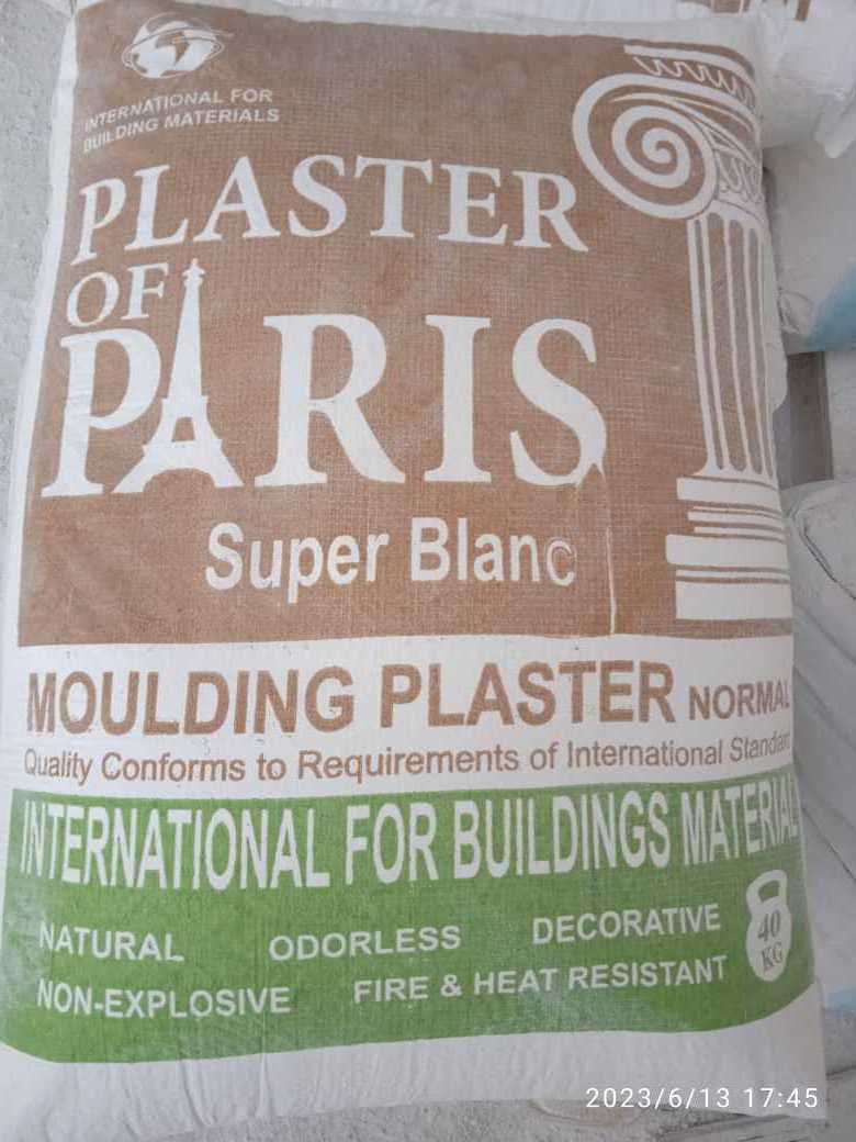 Egypt High Quality Gypsum powder plaster Of Paris 40 kg POP White Cement  Gypsum for Mombasa Port Kenya