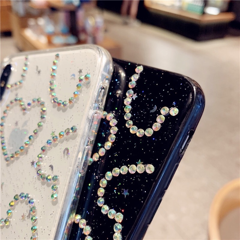 Ins Fashion Glitter Love Heart Rhinestone Phone Case For iPhone 15 14 12 11pro 13 promax X XS XR XS Max 6 6S 7 8 Plus