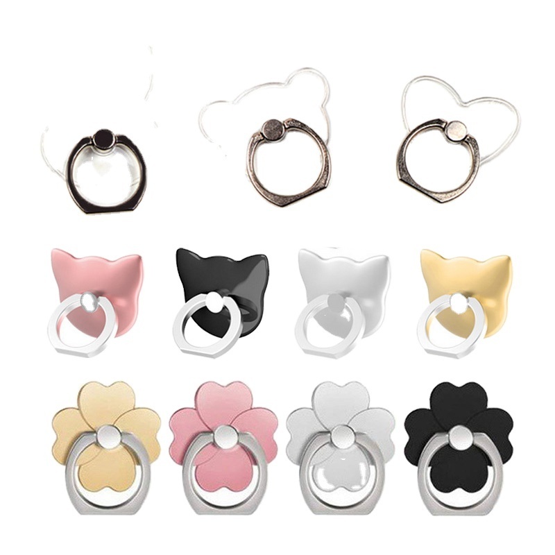 Clear Cat Finger Ring Mobile Phone Stand Holder For iPhone XS Huawei Samsung cell Smart Round Phone Ring holder Car Mount Stand