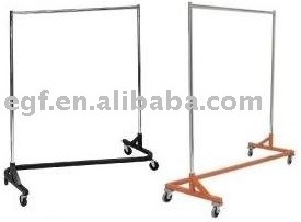 2 rails adjustable rolling clothing Z garment display racks with wheels