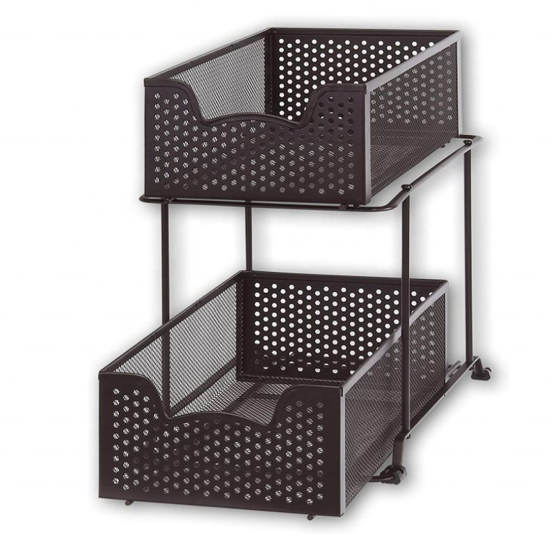 2-Layer Sliding Cabinet Basket Storage Drawer