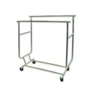 2 rails adjustable rolling clothing Z garment display racks with wheels