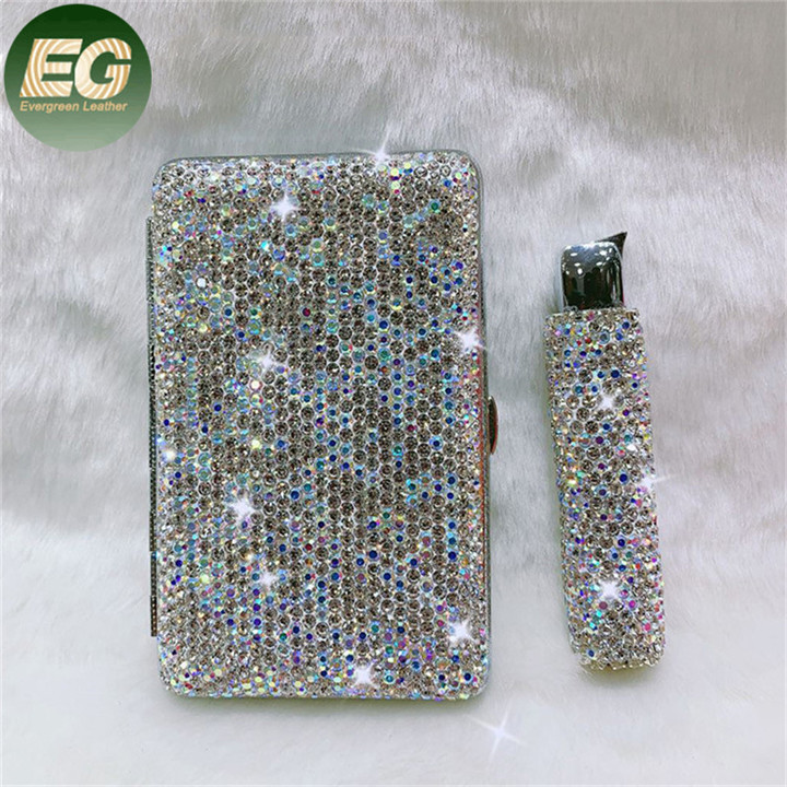 Ea037 Gas Thin Fashion Women Cigarette Luxury Case with Designer Cigar Bling Diamond Rhinestone Lighter Case