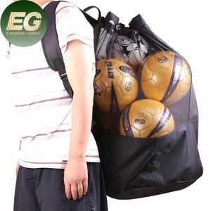 SH2319 custom canvas basketball bags black drawstring beach net carry softball carrying football tennis soccer mesh ball bag