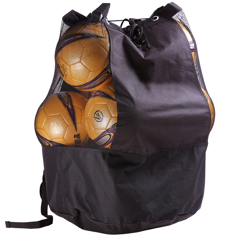 SH2319 custom canvas basketball bags black drawstring beach net carry softball carrying football tennis soccer mesh ball bag