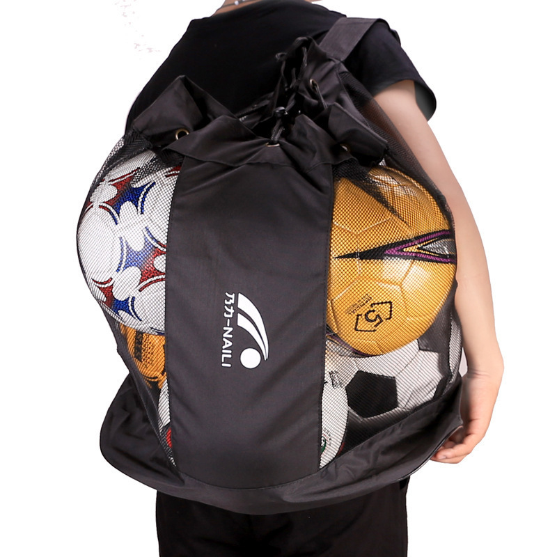 SH2319 custom canvas basketball bags black drawstring beach net carry softball carrying football tennis soccer mesh ball bag