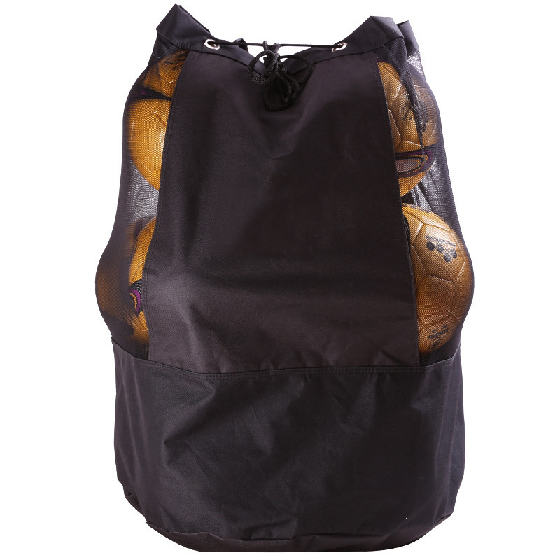 SH2319 custom canvas basketball bags black drawstring beach net carry softball carrying football tennis soccer mesh ball bag