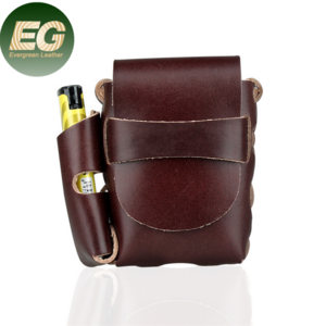 Emg6410 Vegetable Tanned Purse Lighter Holder Box Cigar Pouch Leather Cigarette Case