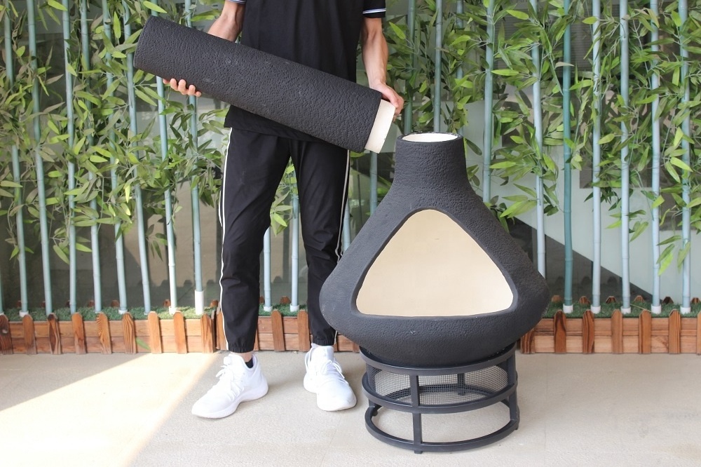 SEB KAMADO Mexican Wood Clay Chiminea Outdoor Garden Chimney Mexican Chimenea Ceramic BBQ Brazier Fire Pit Grill with Chimney