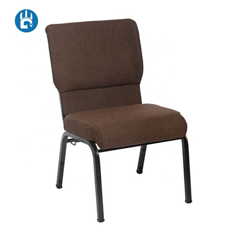 Stack brown fabric padded pulpit prayer event chair for church