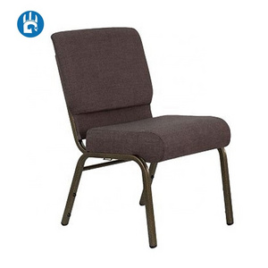 Stack brown fabric padded pulpit prayer event chair for church