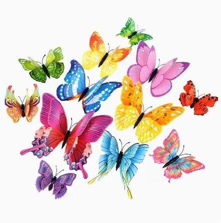 Double Layer 3D Butterfly Wall Sticker Home Decor Butterfly Fridge Magnet