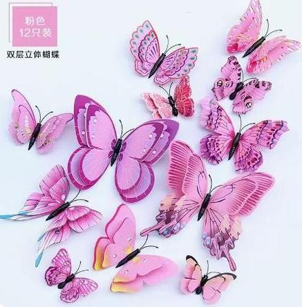 Hot Sale Beautiful Butterfly Fridge Magnet Double Layer 3D Butterfly Wall Sticker