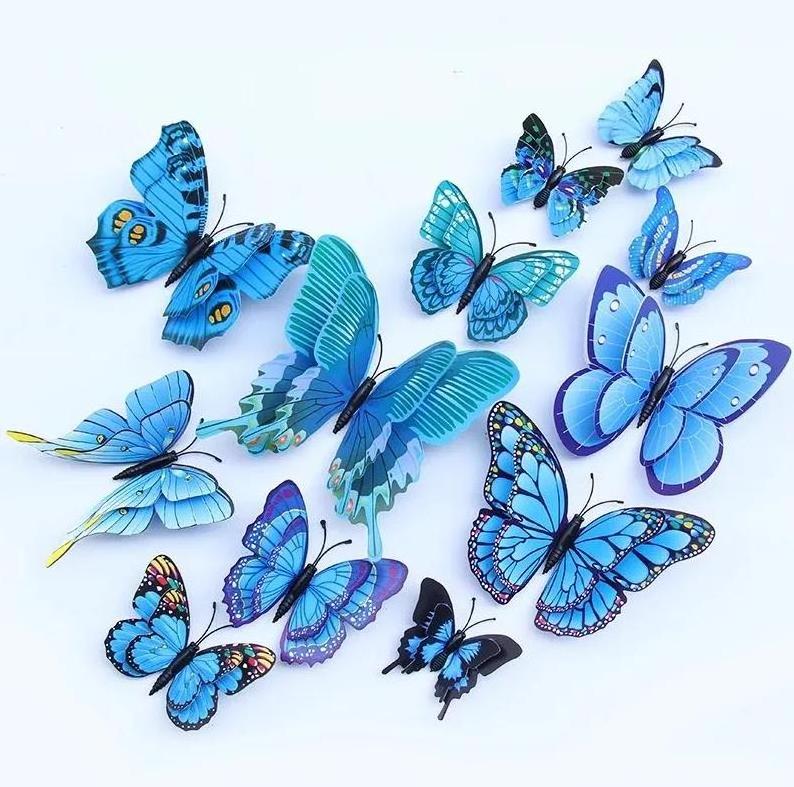 Hot Sale Beautiful Butterfly Fridge Magnet Double Layer 3D Butterfly Wall Sticker