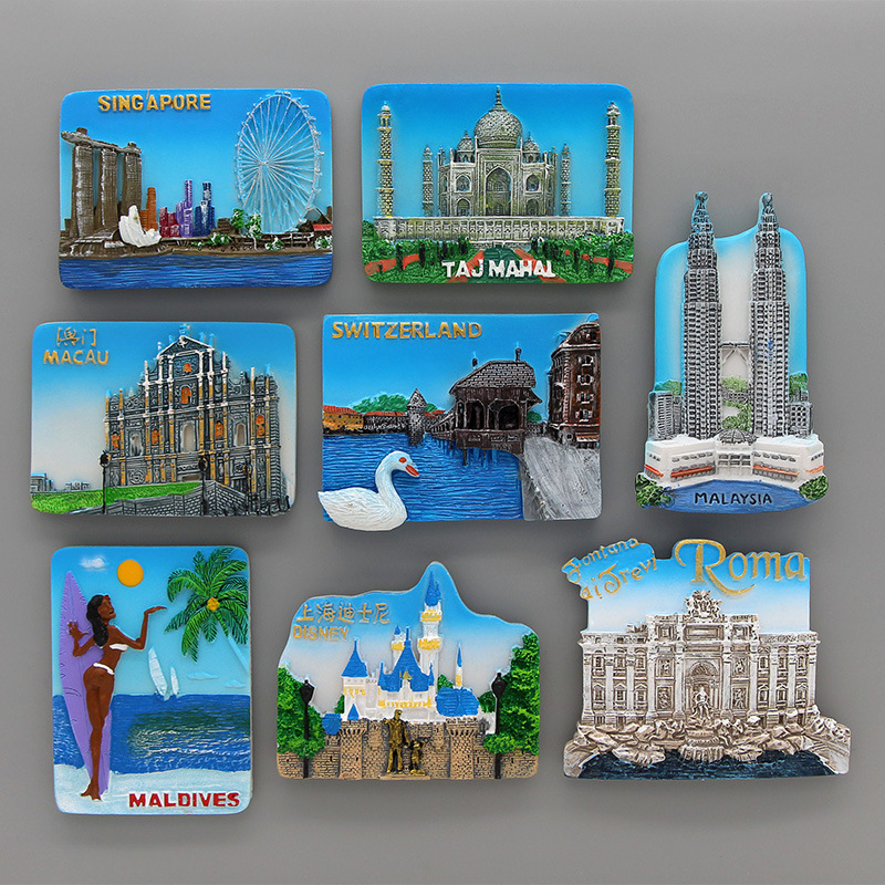 Maldives Philippines Thailand Tourism Souvenir Refrigerator Magnet Seaside Stereo Resin Refrigerator Magnetic Stickers