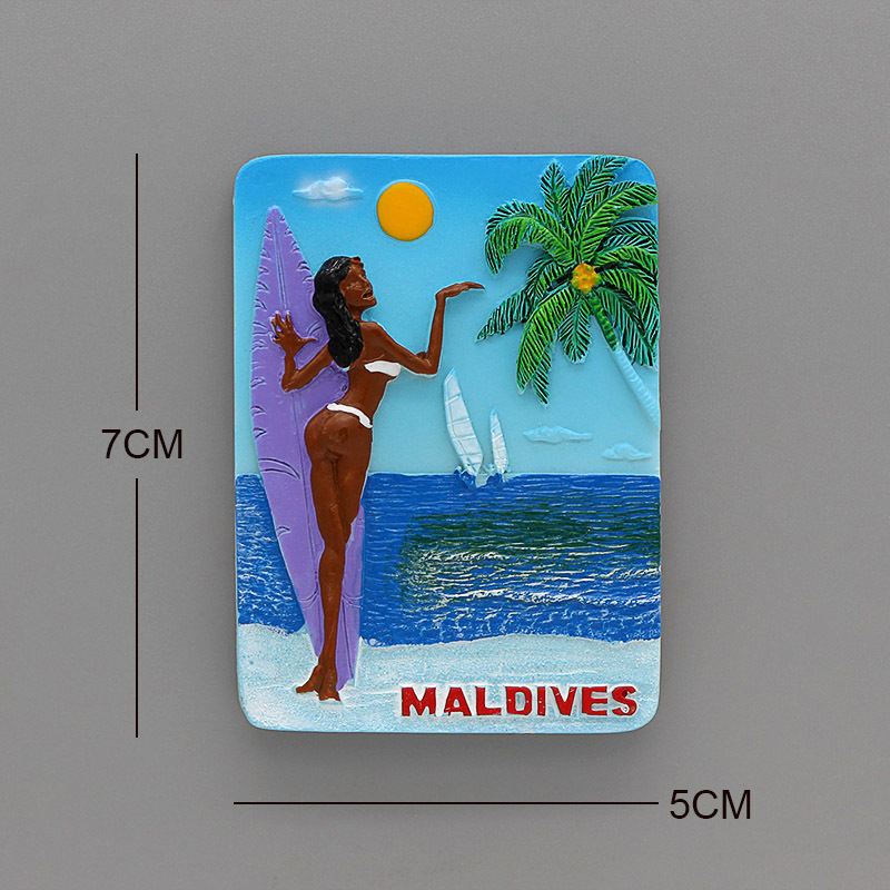 Maldives Philippines Thailand Tourism Souvenir Refrigerator Magnet Seaside Stereo Resin Refrigerator Magnetic Stickers