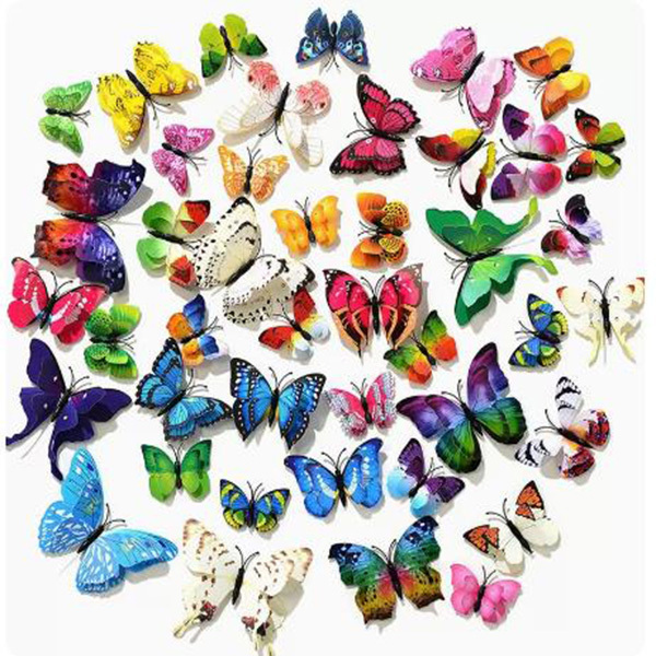 Double Layer 3D Butterfly Wall Sticker Home Decor Butterfly Fridge Magnet