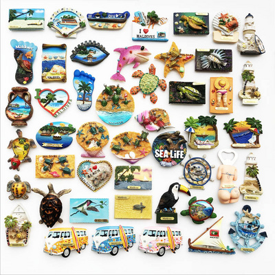 Maldives Philippines Thailand Tourism Souvenir Refrigerator Magnet Seaside Stereo Resin Refrigerator Magnetic Stickers