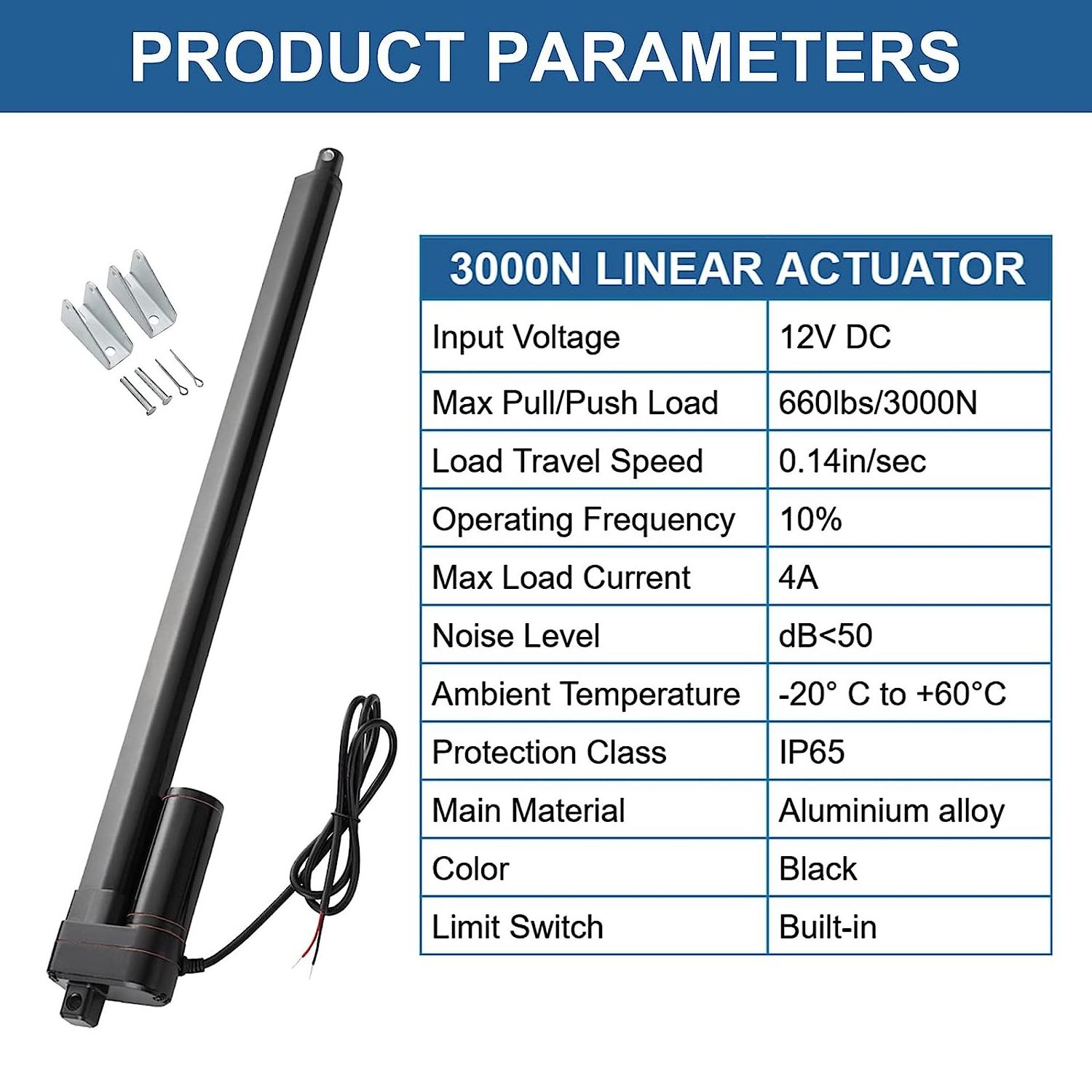 Linear Actuator 12V 28Inch Long Stroke 660lbs/3000N Heavy Duty Speed 0.2