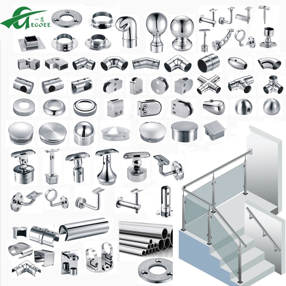 Outdoor stainless steel fittings   handrail post  accessories stainless steel Glass Railing for balcony or fencing  railing