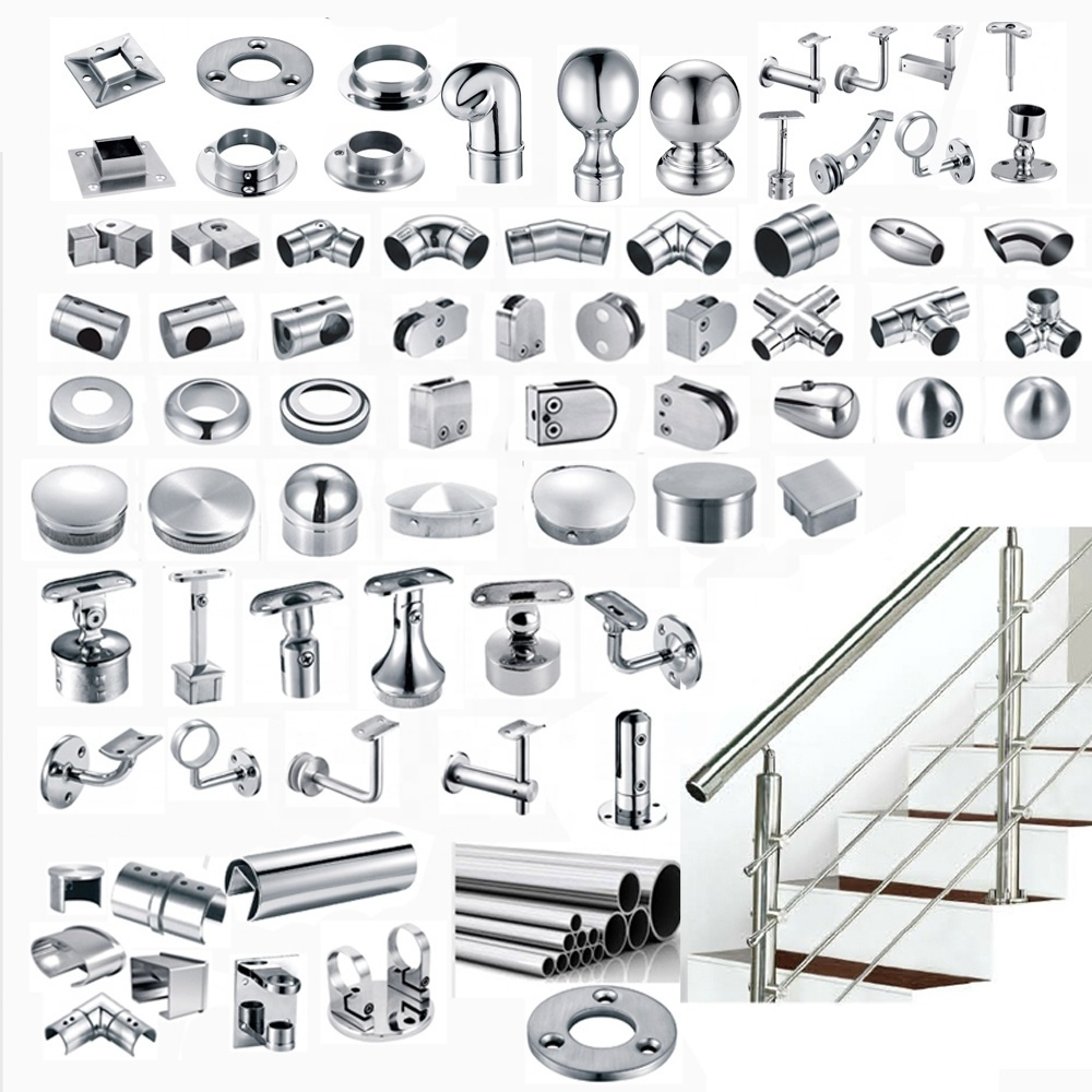 304 Stainless steel  pipe stair balustrade handrail for outdoor steps staircase railing  design  price per meter