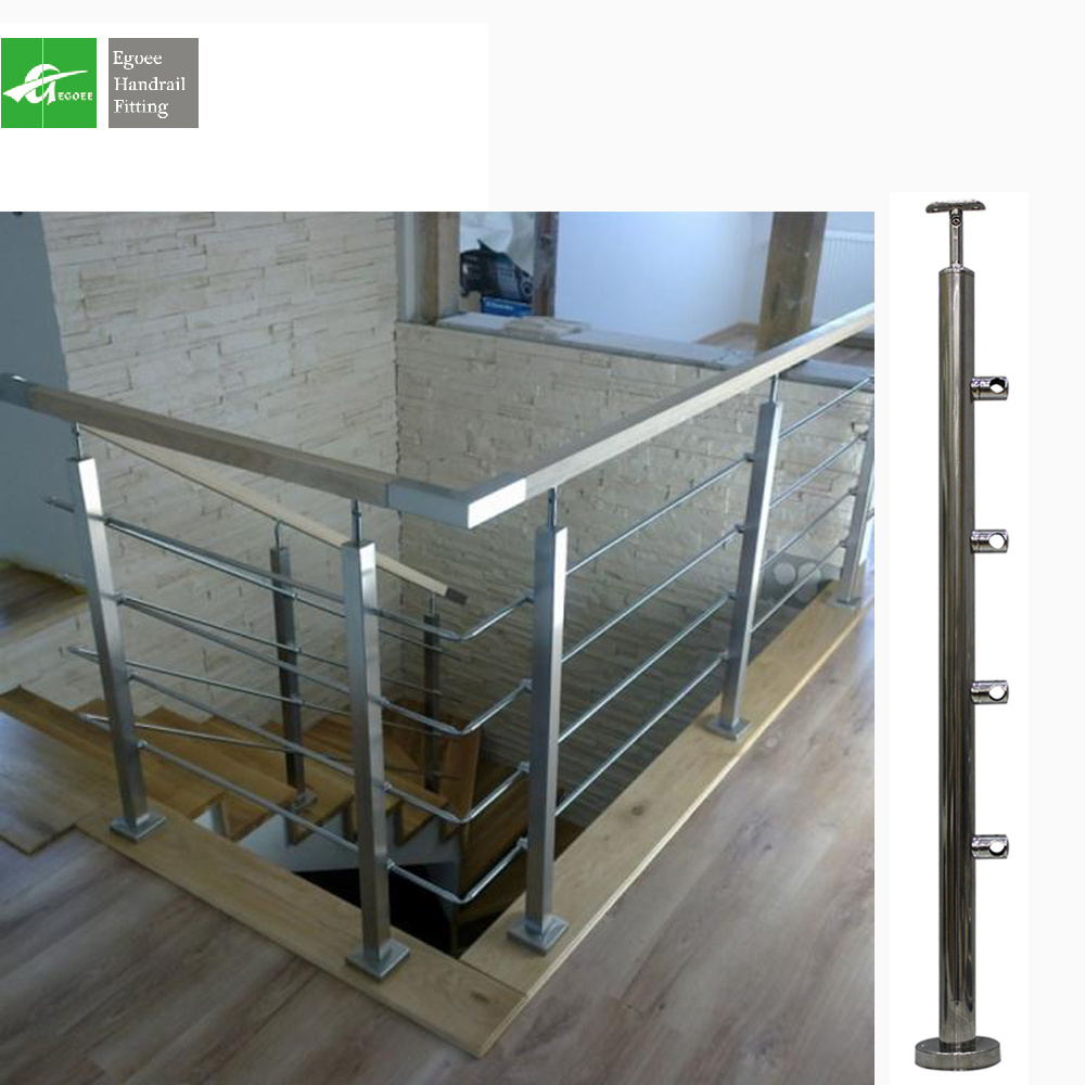 304 Stainless steel  pipe stair balustrade handrail for outdoor steps staircase railing  design  price per meter