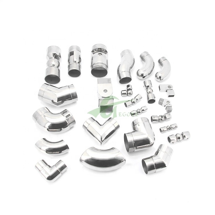 Foshan nanhai  factory balcony stair rail  handrail accessories stainless steel  tube connector elbow  for balustrades rails