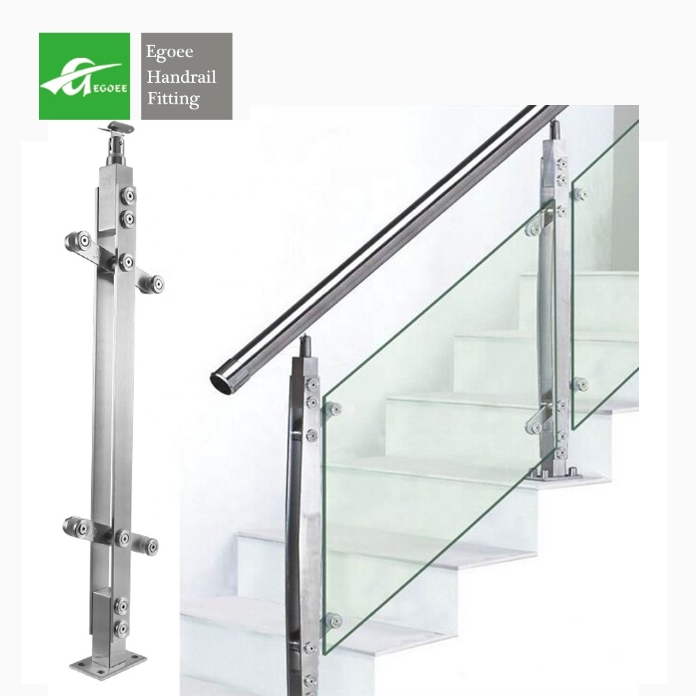 Modern design high quality stainless steel staircase handrail design decoration ss316 304 glass cable railing post