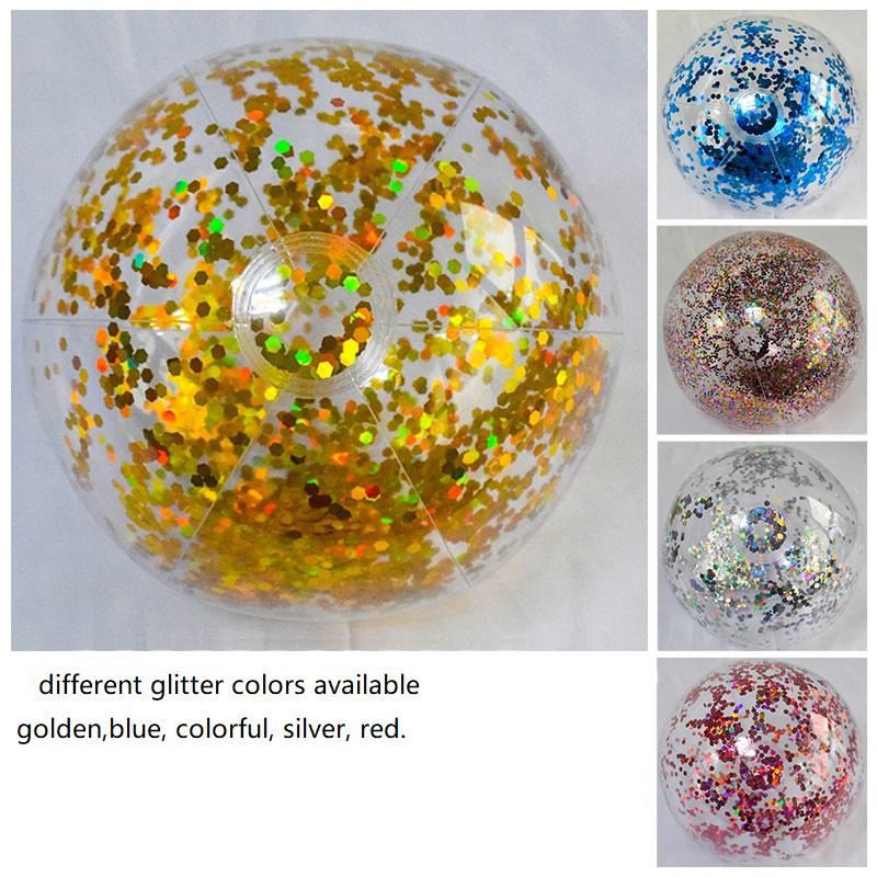 Promotional Pvc Custom Inflatable beach ball with glitters inside sequins glitter inflatable Water Ball