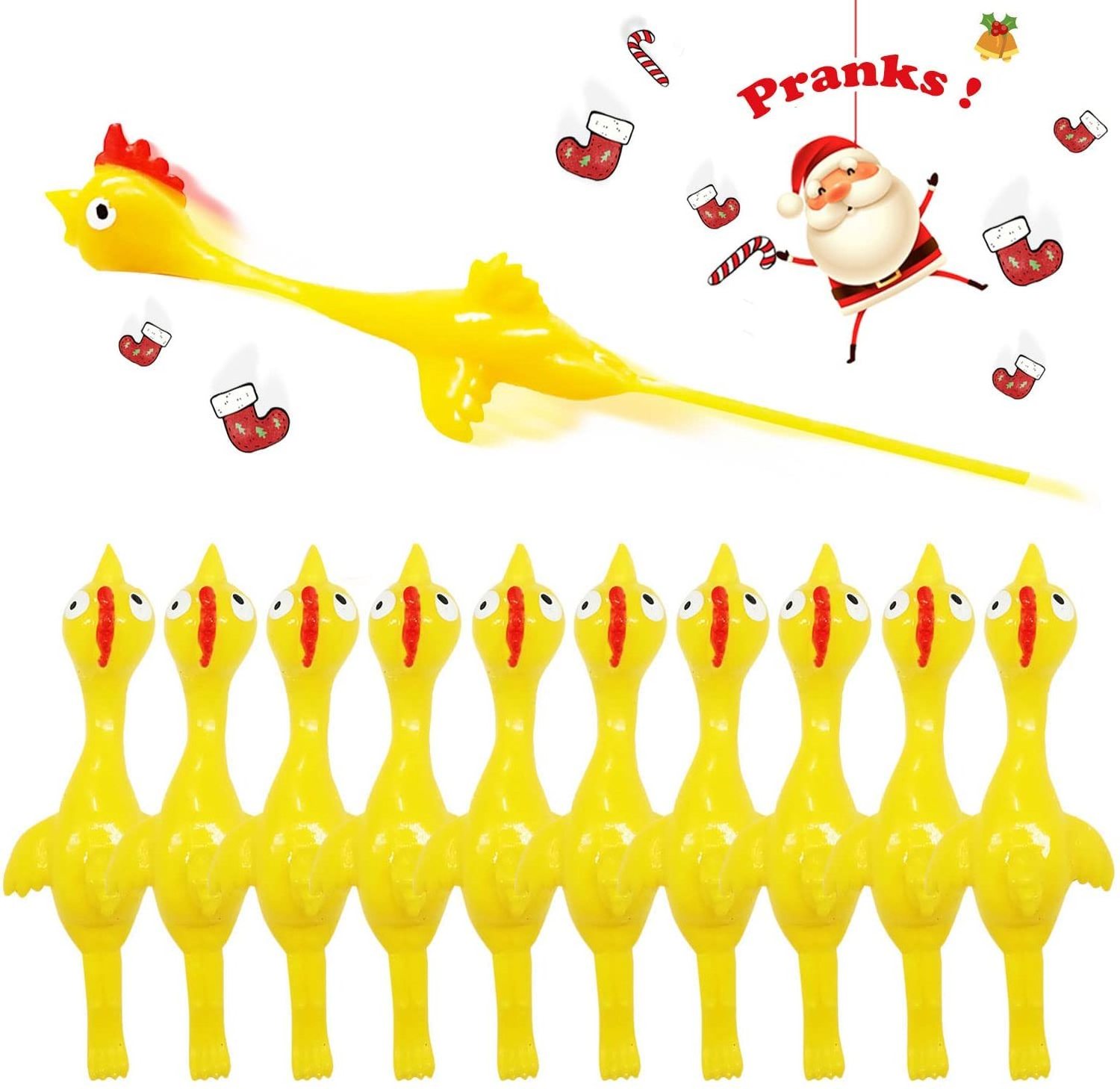 Stretchy Funny Rubber Chickens Slingshot Party Activity for Children , Chicken Flying Gifts for Kids Adults