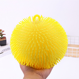 Colorful Funny Soft Big Size Fluffy Squeeze Toys TPR Decompression Kids Spiky Stress Puffer Ball