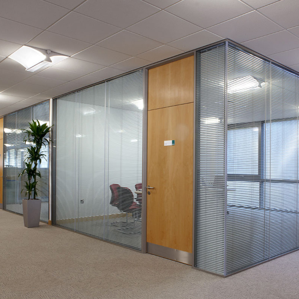 office  glass folding sliding  soundproof partition wall  installation